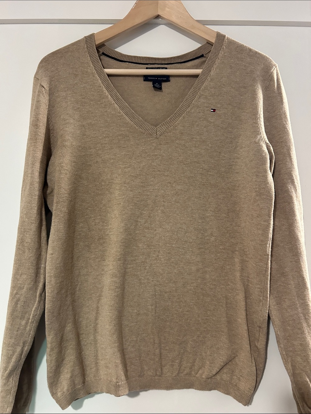 Tommy Hilfiger Women’s V-Neck Sweater in Tan